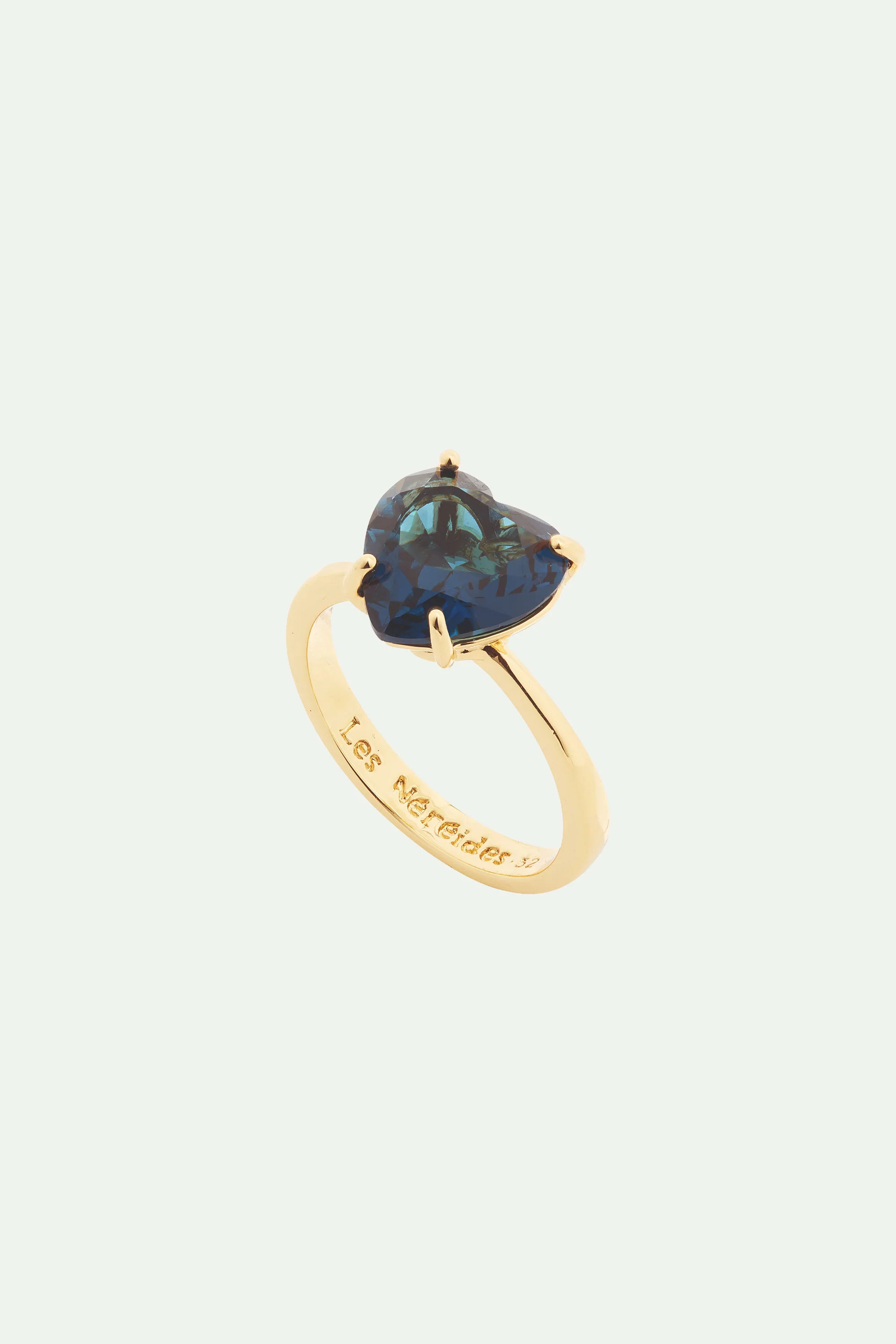 Bague solitaire pierre cœur La Diamantine Bleu Océan