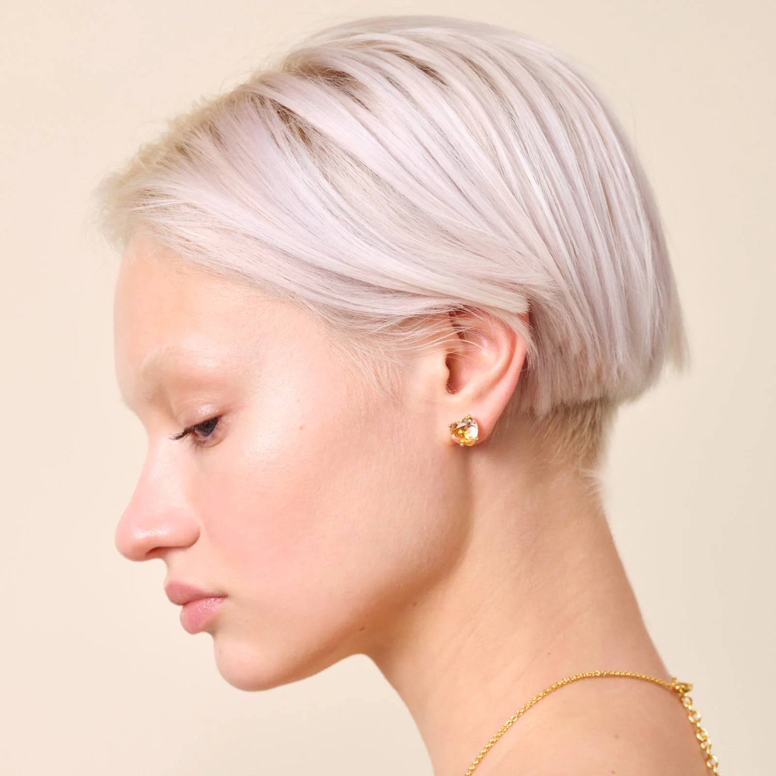Boucles d'oreilles tiges pierre coeur la diamantine rose abricot - Image 5