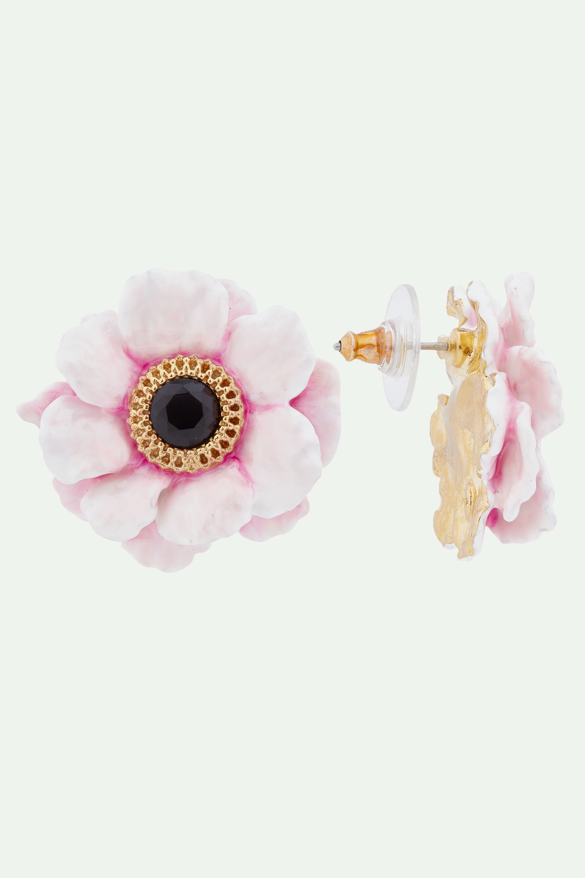 Boucles d'oreilles tiges pivoine rose - Image 2