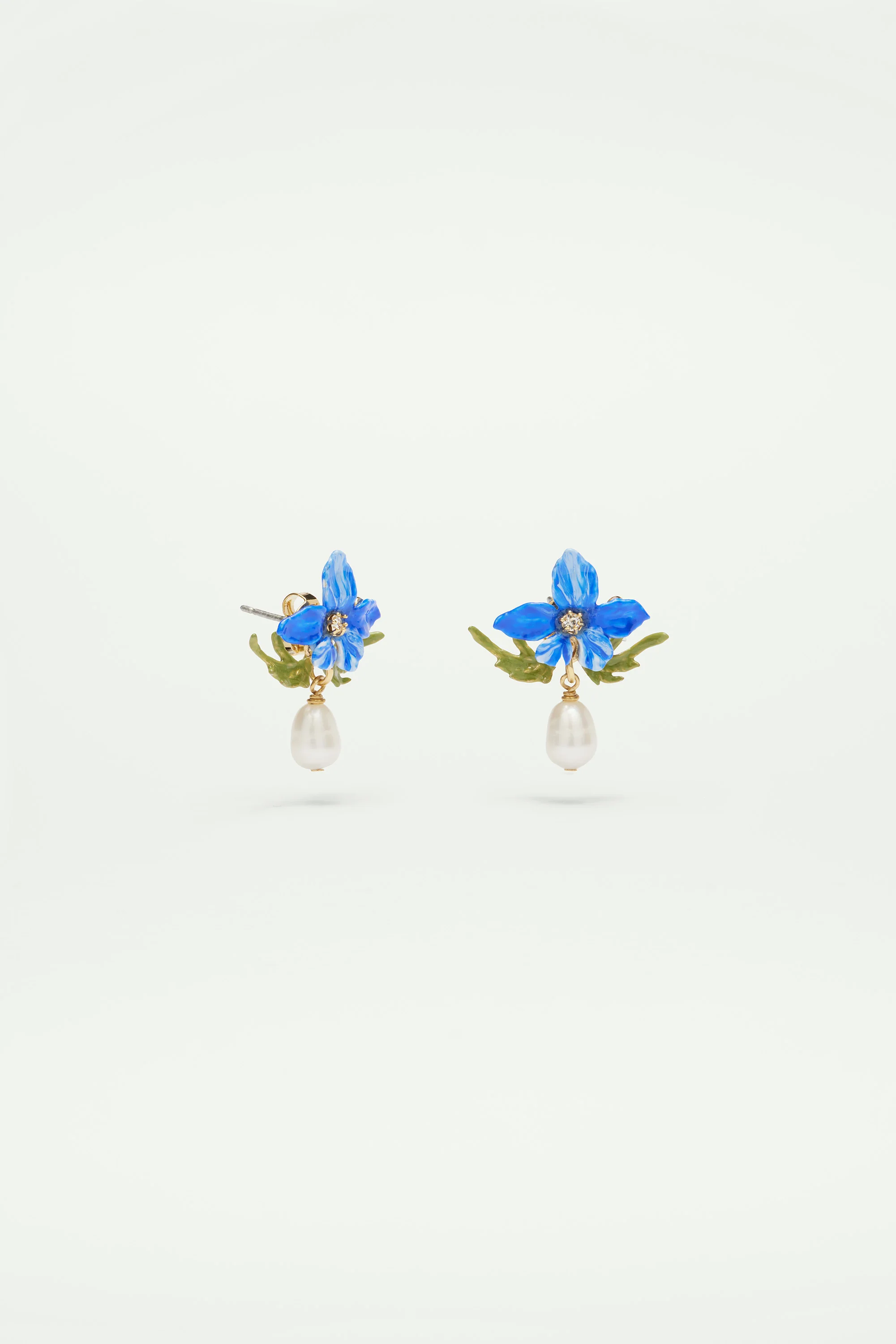 Boucles d'oreilles violette et perle baroque - Image 2