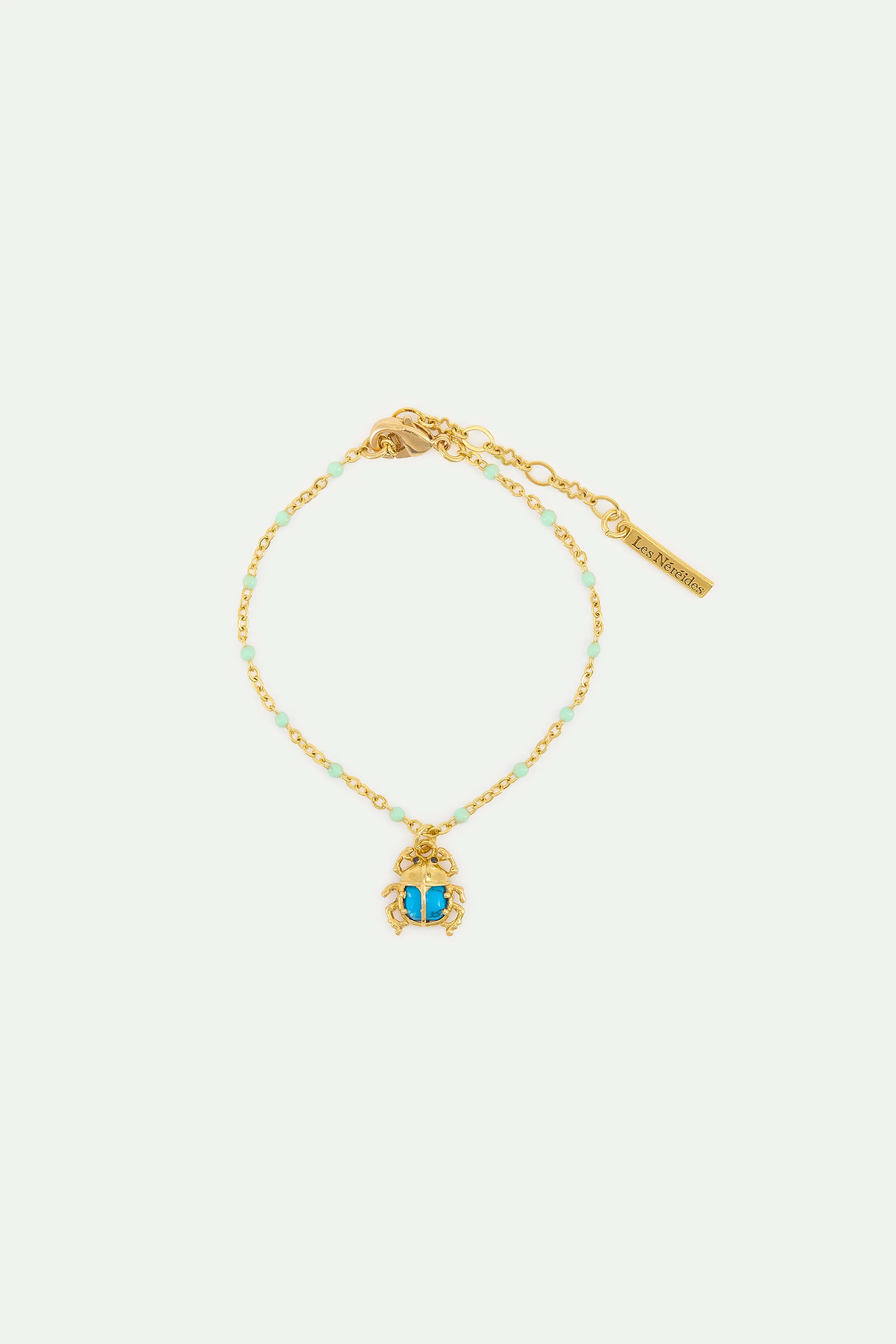 Bracelet fin Scarabée turquoise et doré