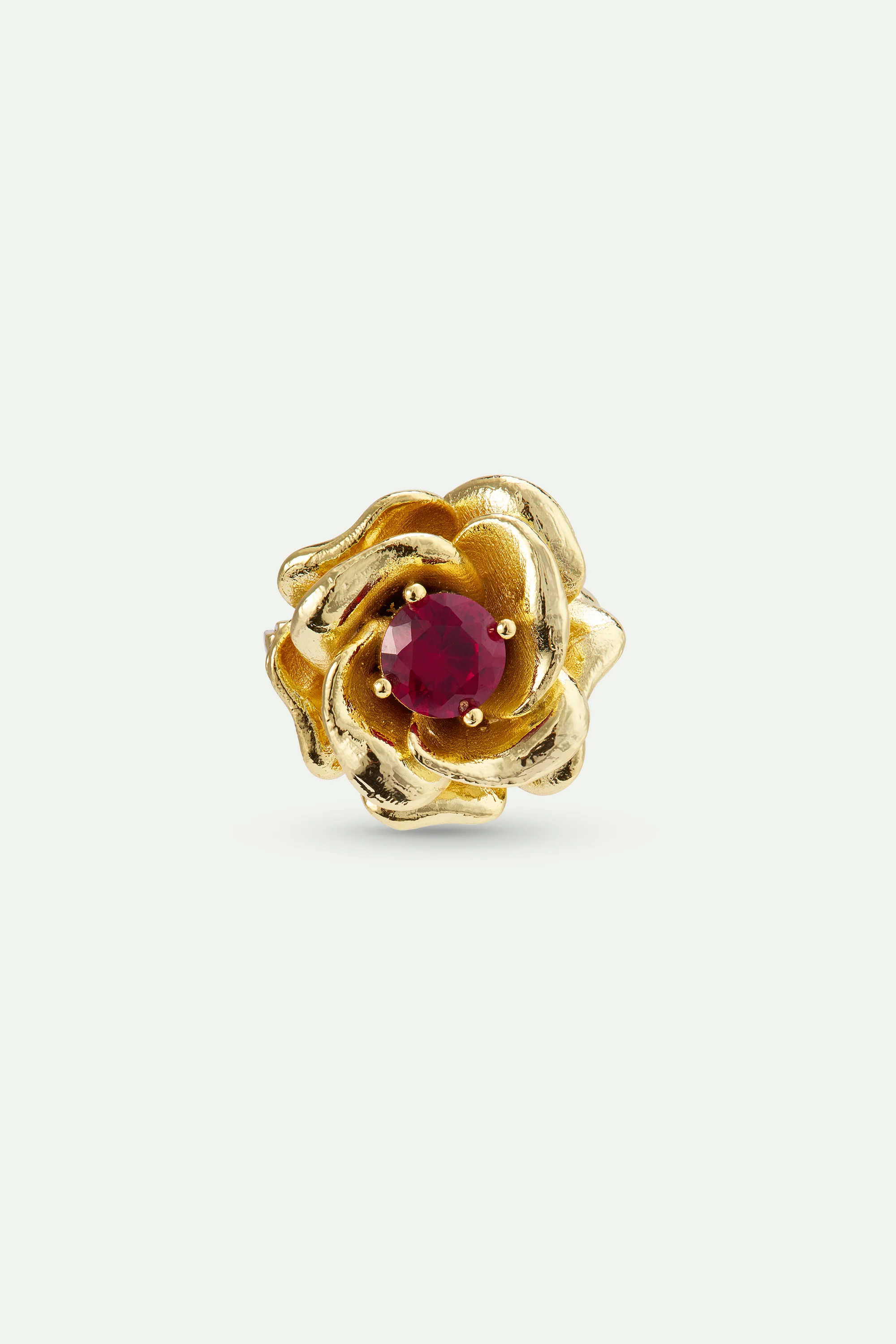 Broche rose dorée Mona Lisa et pierre rose